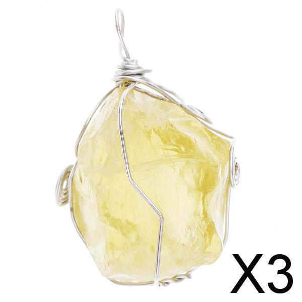 3xNatural Yellow Crystal Stone Citrine Pendant Gift for Jewelry Making Tools