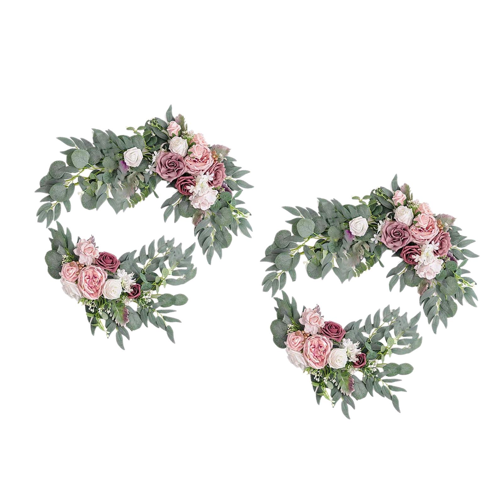 Artificial Flower Swag Green Leaves for Party Wedding   2 Pink Purple