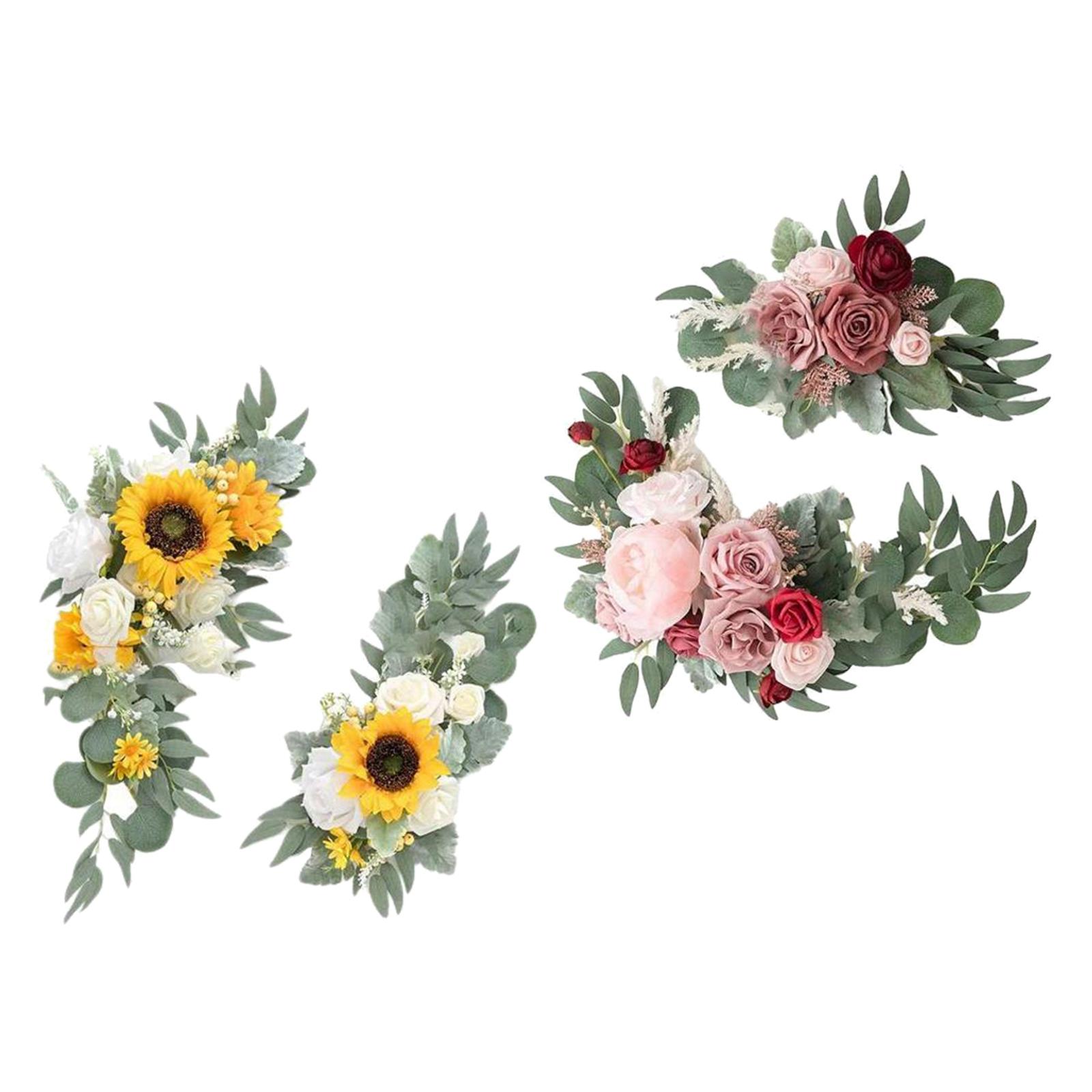 Artificial Flower Swag Green Leaves for Backdrop  Yellow Pink Red