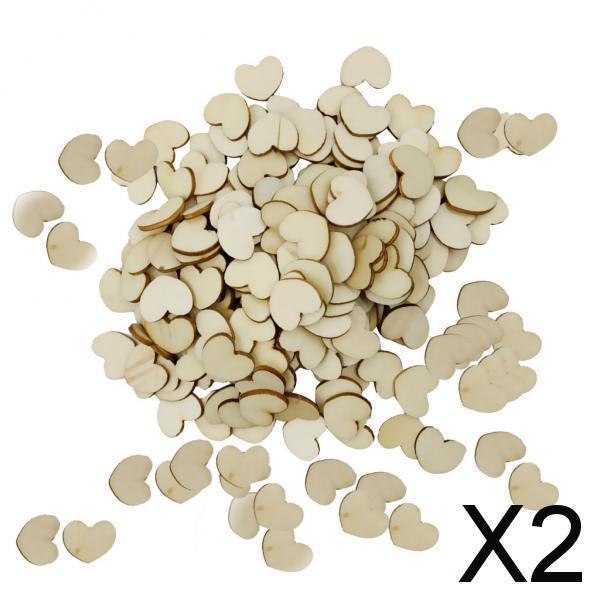 2x200 Pieces Wood Cutout Shapes Unfinished Heart Slices for Craft 12x15mm