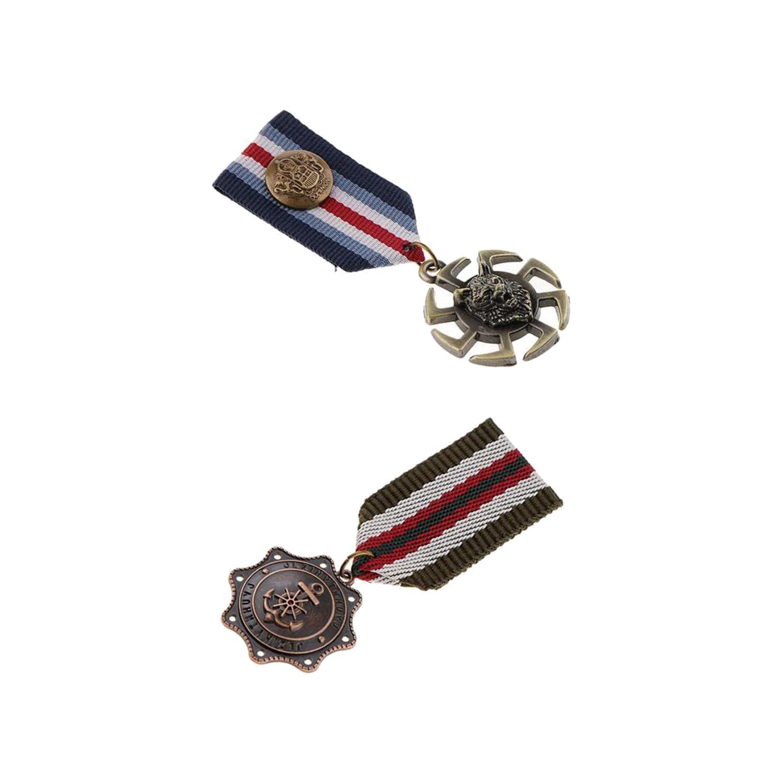 2x Retro Style Unisex Medal  Badges Star Brooch Pin Jewelry  StyleG