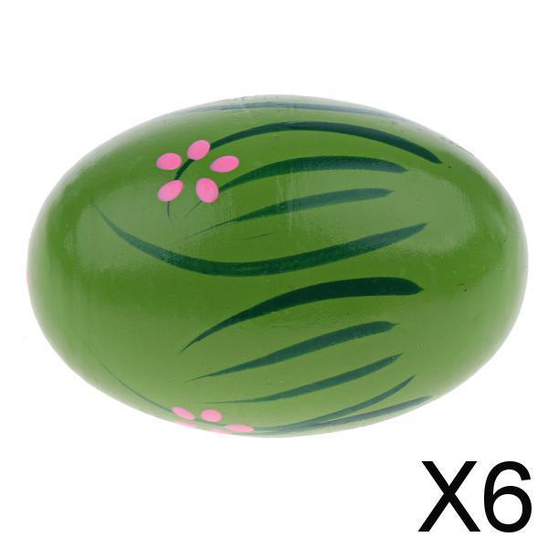 6xWood Hand Shaker Egg Intelligence Percussion Toy for Early Learning Green