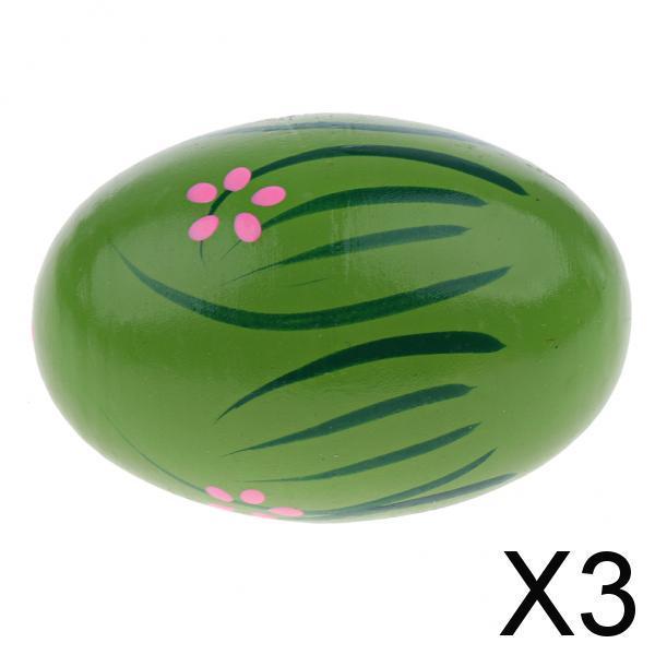 3xWood Hand Shaker Egg Intelligence Percussion Toy for Early Learning Green