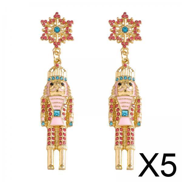5xChristmas Earrings Nutcracker Earrings Unique Cute Dress up Holiday Earrings Pink