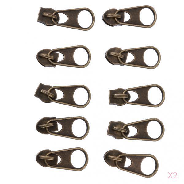 20 pcs Antique Zinc Zipper Molded Zipper Heads Zip Puller Sewing Needs