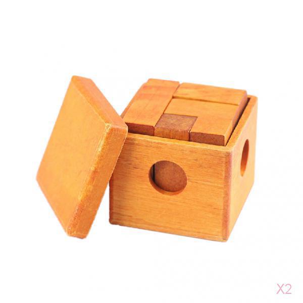 Children Wooden Ming Lock Building Blocks Brain Teaser Puzzle Toy Cube Boxed