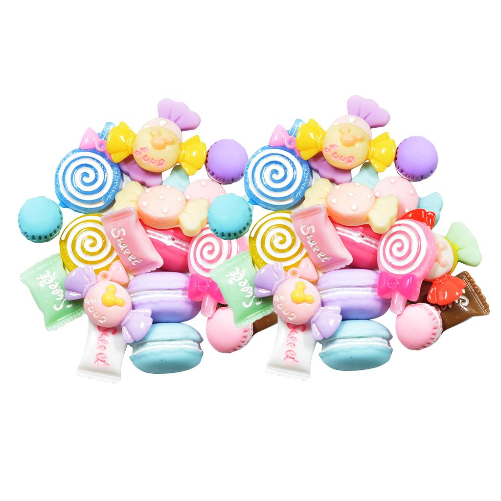 40 Pieces Candy Macaron Resin Flatback Cabochons Scrapbooking DIY Phone Case