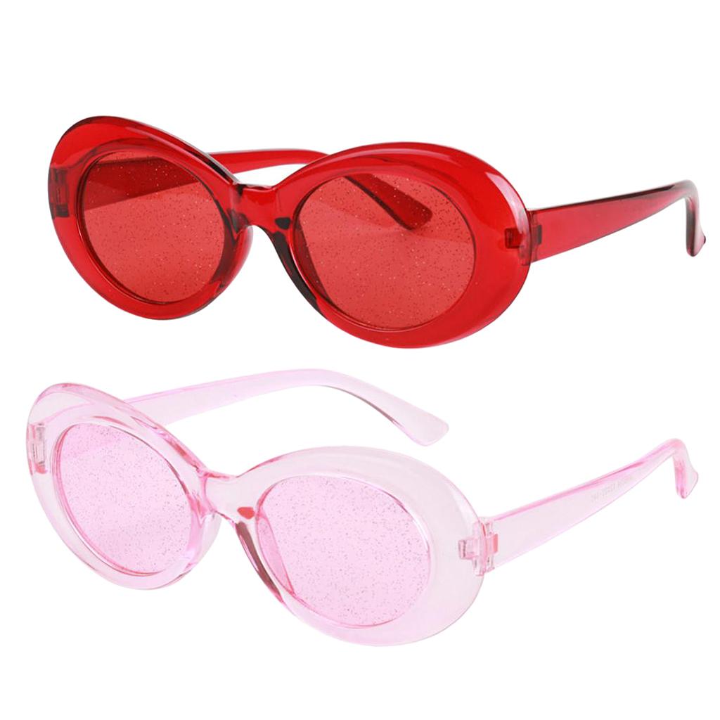 2 Retro Transparent Clout Goggles Oval Bold Mod Thick Framed Sunglasses