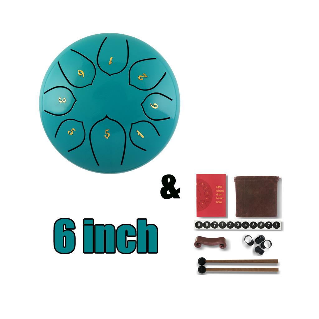 6inch Steel Tongue Drum 8 Notes Hand Drum Lake Blue