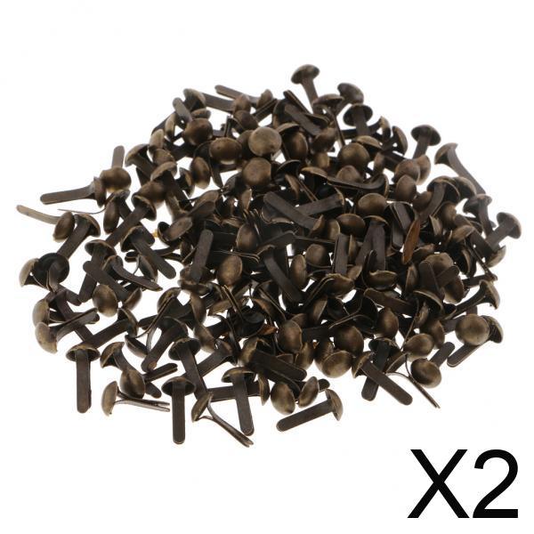 2x200 Pieces Metal Round Head Brads Paper Craft Scrapbook Fasteners Bronze