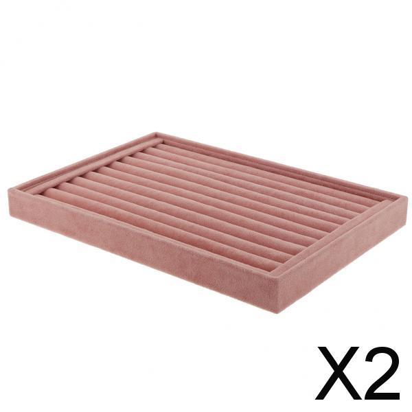2xRing Earrings Necklace Jewelry Display Organizer Box Tray Round Bar 