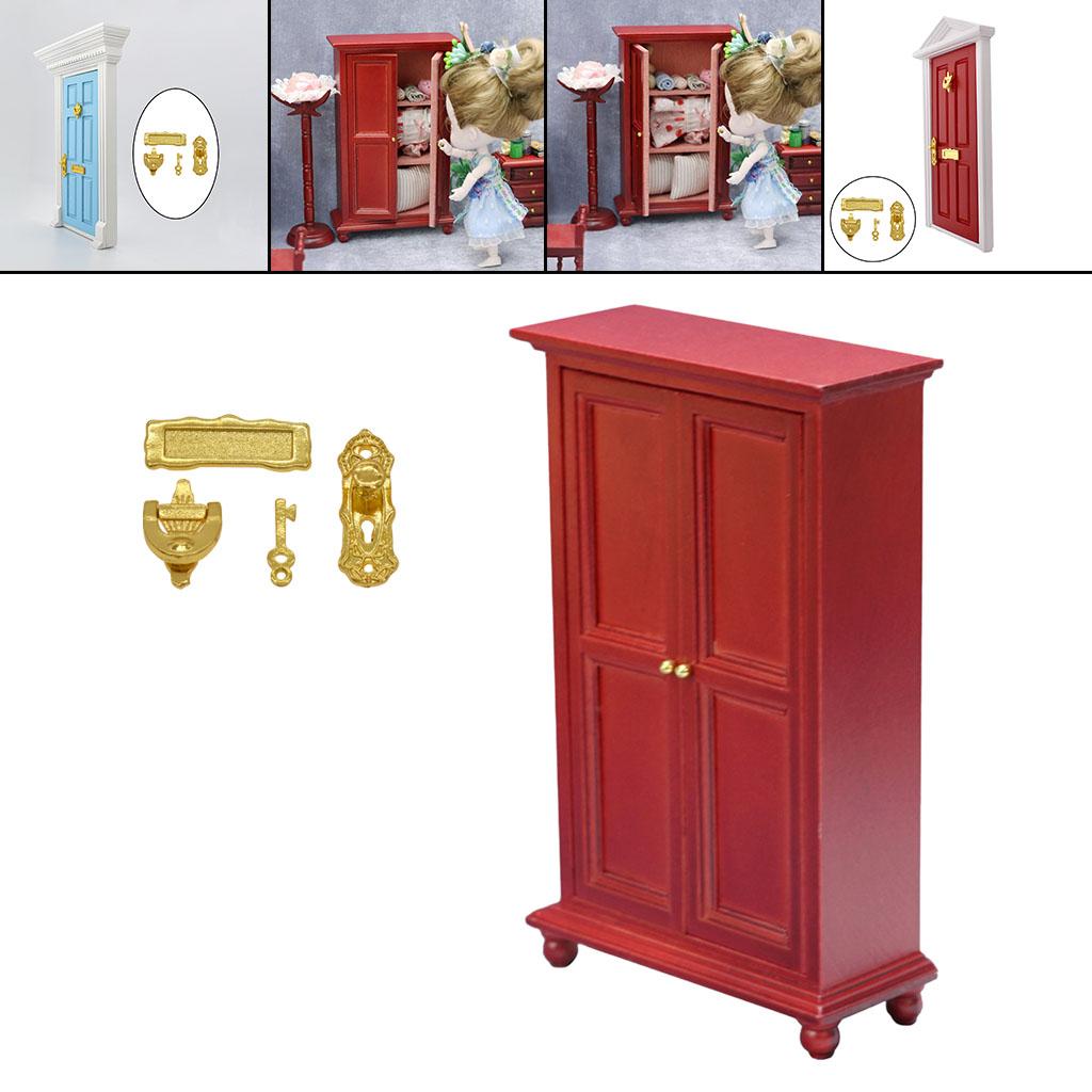 Wooden Doll House Wardrobe Kitchen Furniture Pretend Play Toy