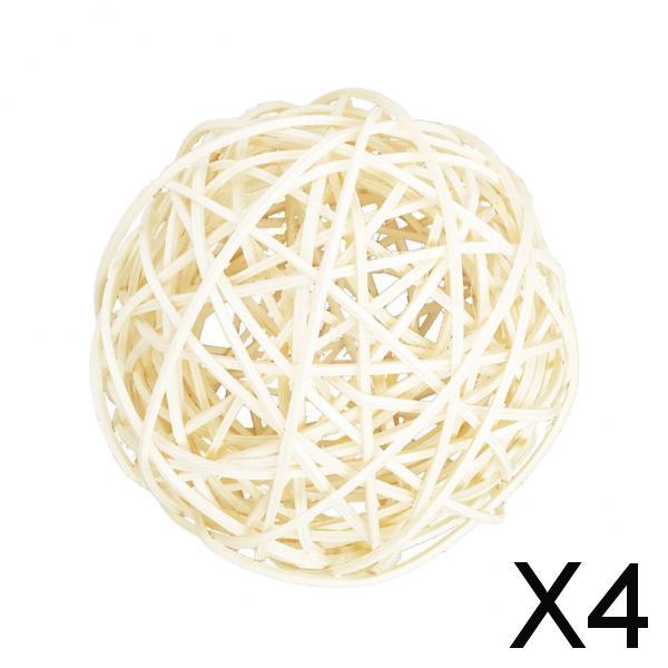 4xNatural Rattan Wicker Ball Photo Props Home Wedding Party Garden DIY Trinket