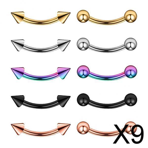 9x10Pcs 16G Stainless Steel Eyebrow Ear Lip Navel Ring Piercing Jewelry 6mm