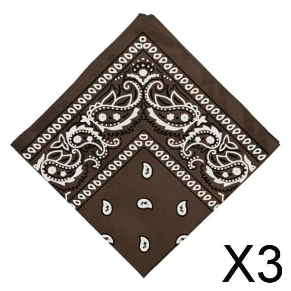 3xUnisex Cotton Paisley Bandana Cowboy Head Scarf Head Wrap  Coffee