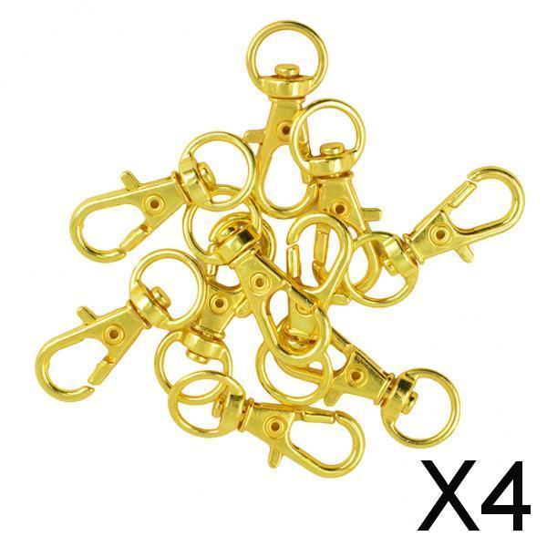 4x10Pcs Swivel Trigger Snap Hooks Keychain Key Ring Gold