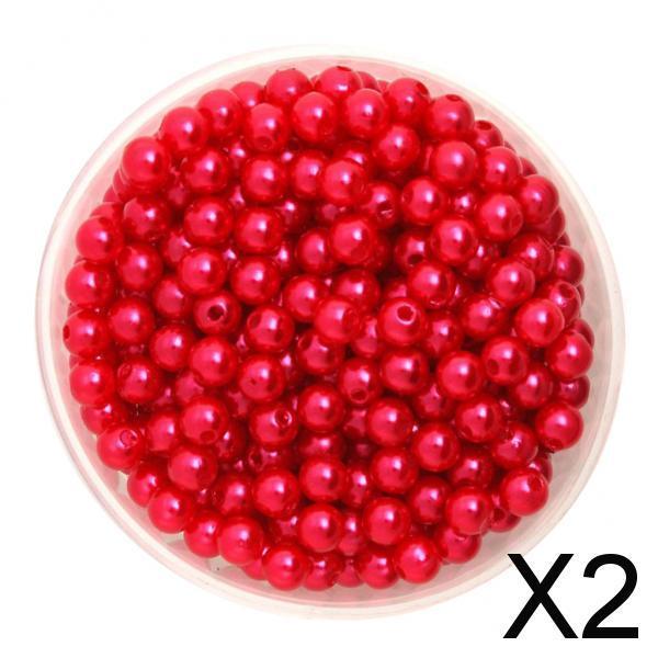 2x500pcs 6mm Round Plastic Imitation Pearl Spacer Beads DIY Craft Red
