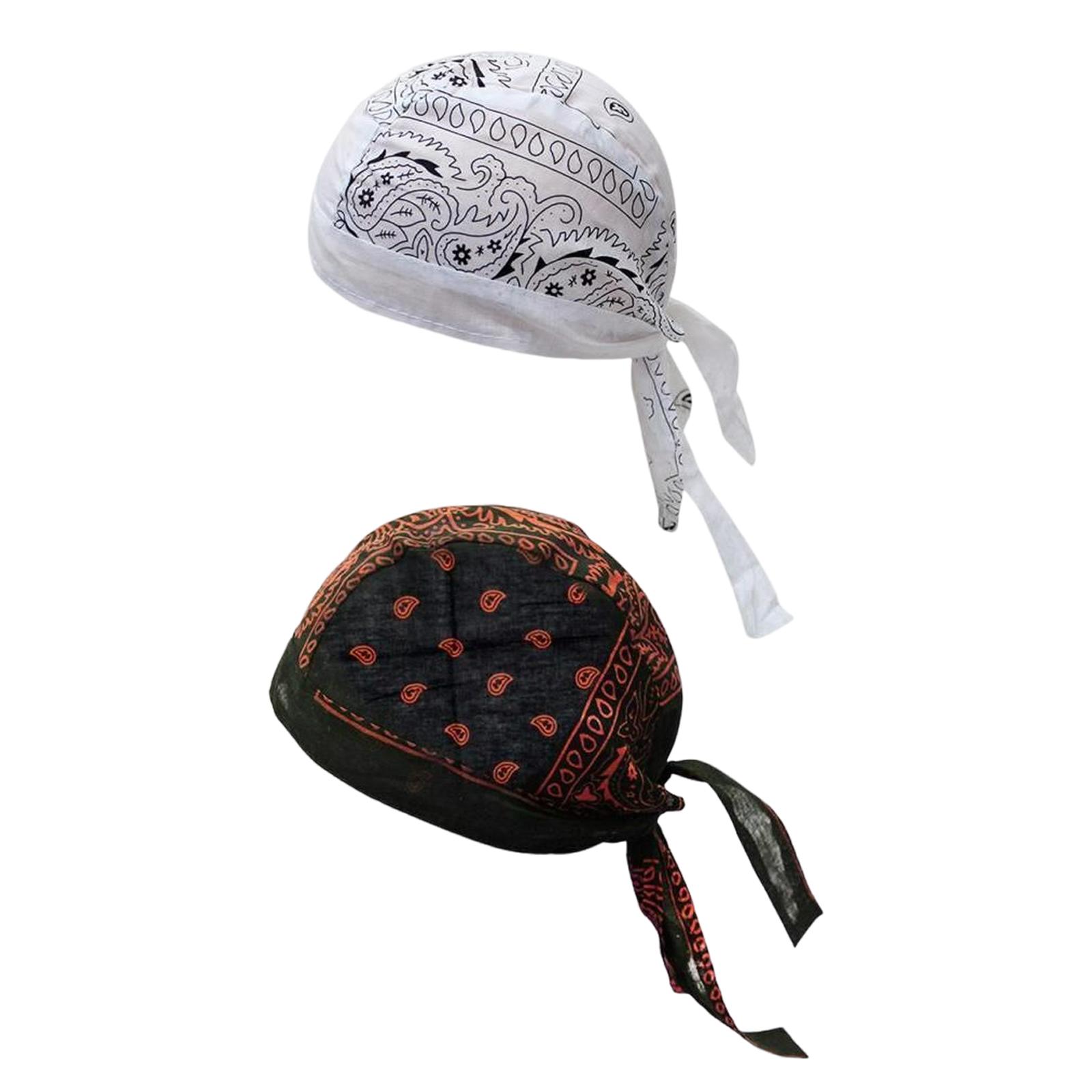 Cycling Pirate Hats Bandana Beanie Soft for Fishing  White Floral