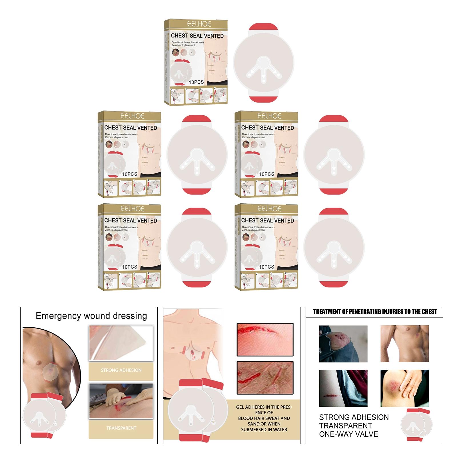 Chest Seal Vented Adhesive Wound dressings Reliable Wound Care 50 Pieces