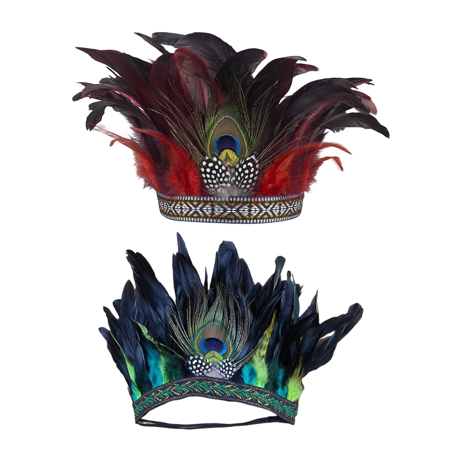 2x Feather Accessories National Style Headpiece for Party Halloween