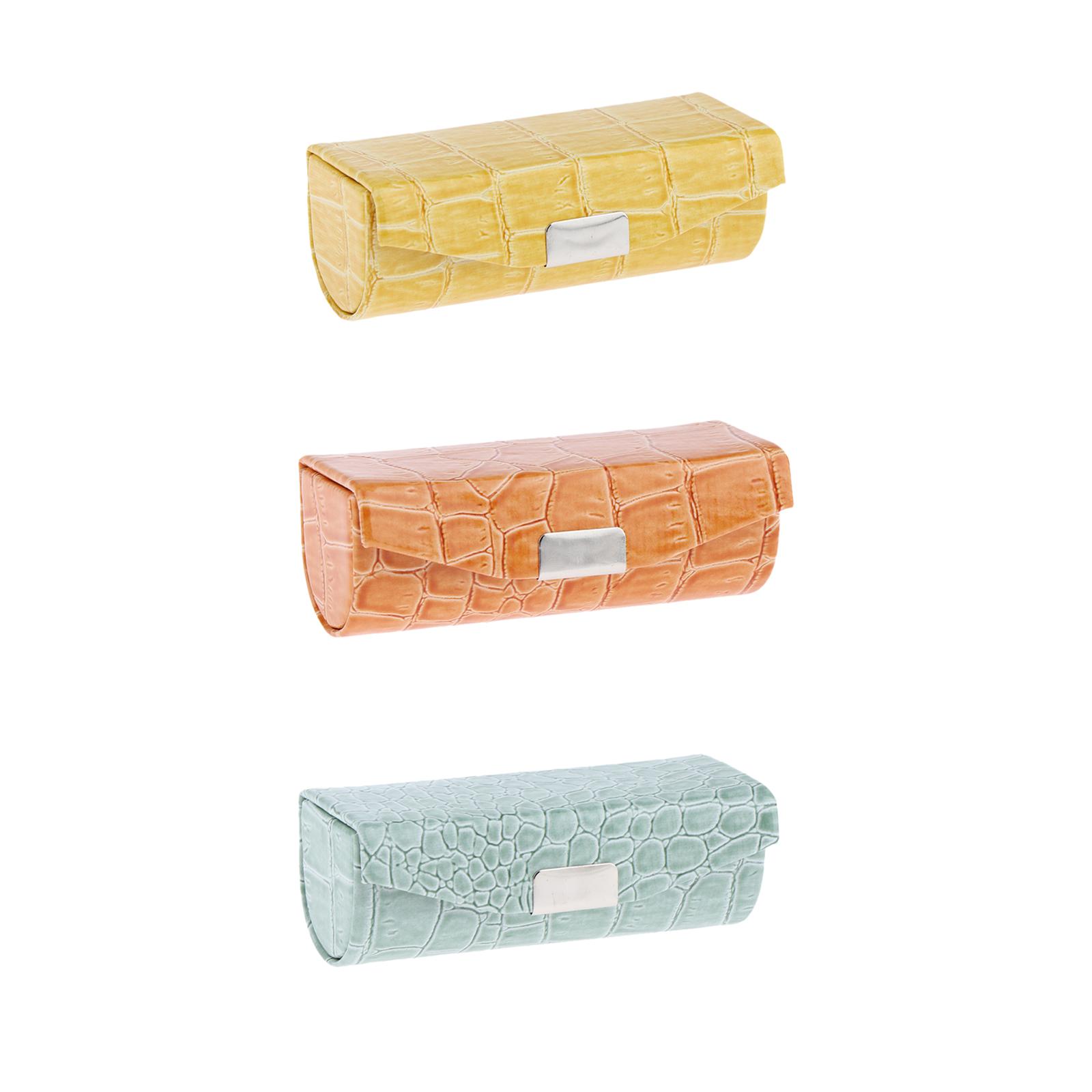 3x Lipstick Case   Yellow and Greyish Green and Orange