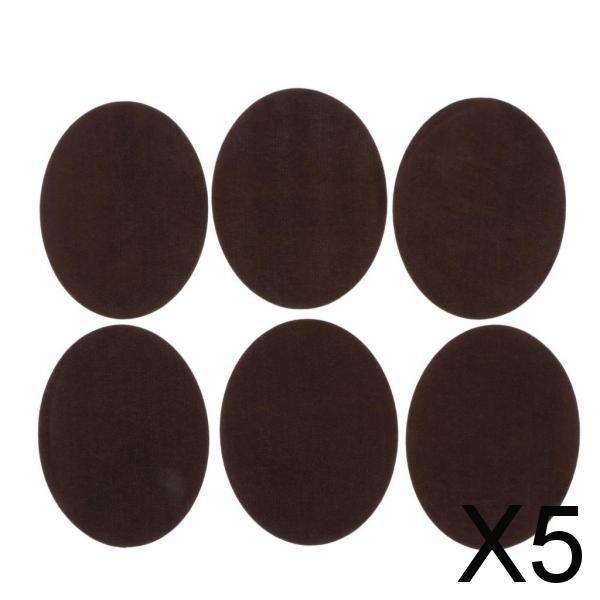 5x6pcs Oval Shape Iron-on Patch Suede Elbow Applique Cloth Badge Coffee
