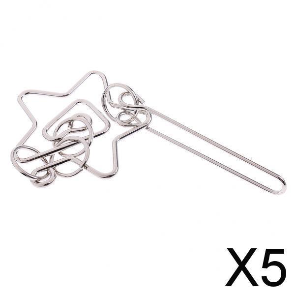 5xMetal Wire Chinese Ring Puzzle IQ Brain Teaser Kids Toddler Educational Toy