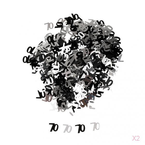 2x 70th 70 Silver Black Birthday Metallic Table Confetti Sprinkles- 15g bag