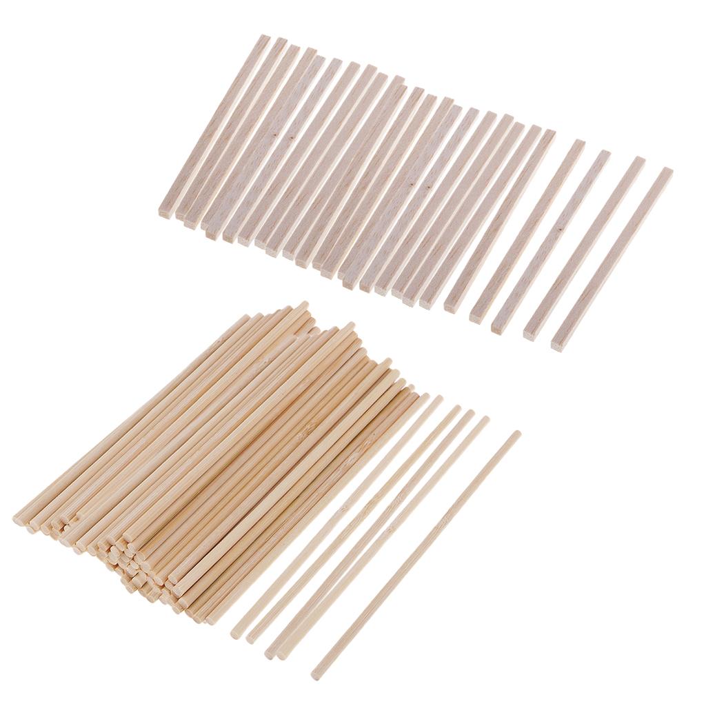 125Pack Balsa Wood Shapes Unfinished Wood Round Stick Dowel Rod DIY Craft