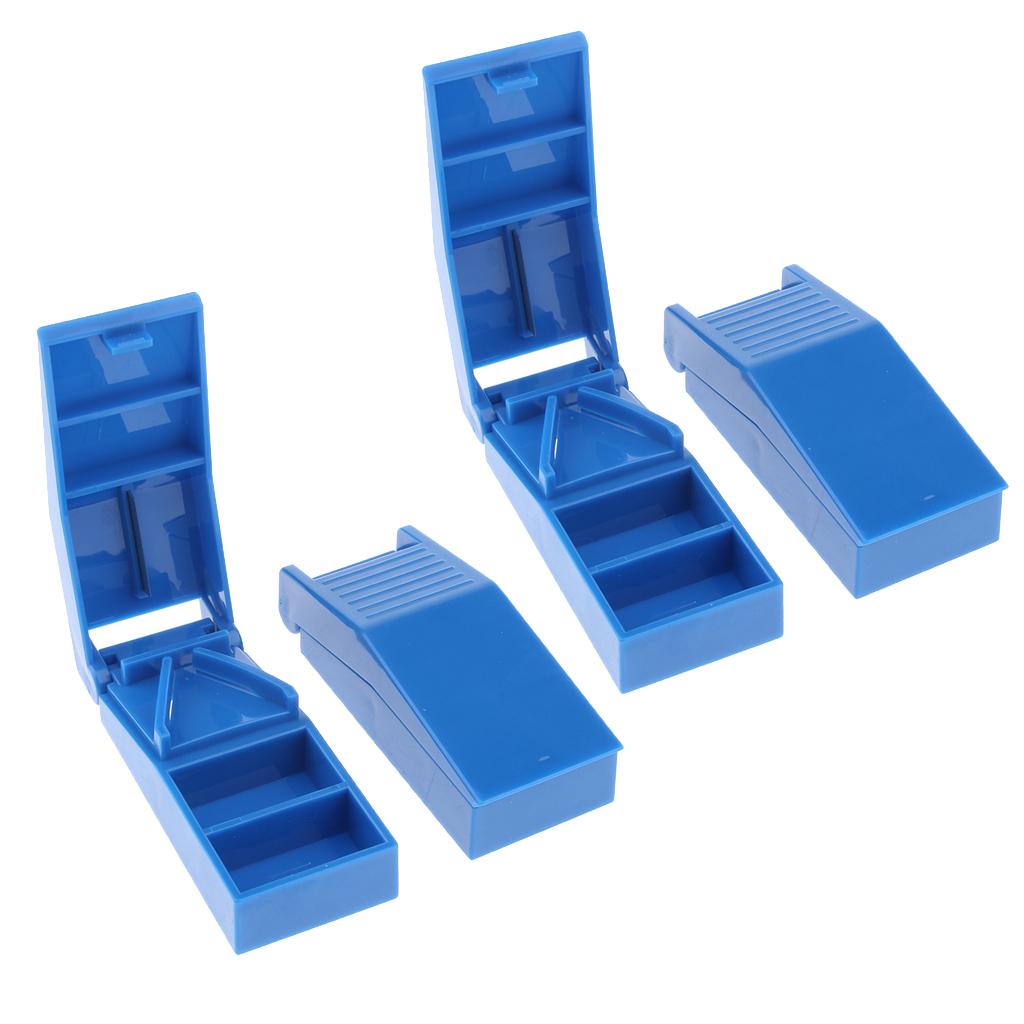 4 Pieces Portable ABS Pill Splitter Cutter Case Container Organizer Travel