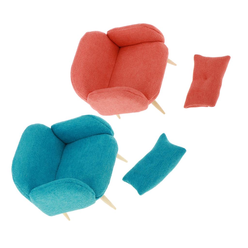 1:12 Dollhouse Miniature Furniture Room Sofa Armchair Cushion Pillow Black X2 \