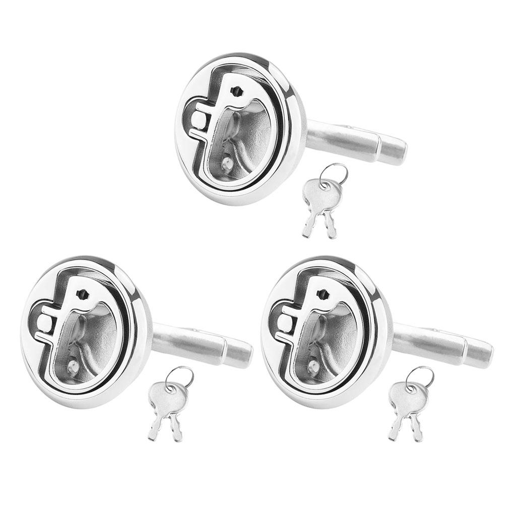 3pc Stainless Steel Marine Boat Hatch Latches Turning Lock Lift Handle 52mm