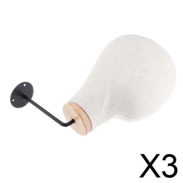 3xWall Mounted Mannequin Head Wig Hat Making Glasses Display Model Manikin Beige