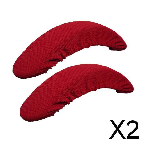 2x1 Pair Stretch Chair Armrest Covers Desk Chair Arm Slip-Cover Red