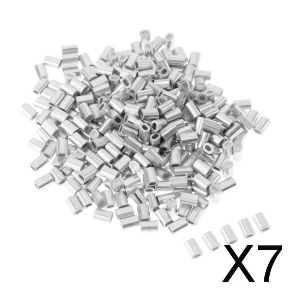 7x100Pcs Aluminium Fishing Crimps Double Barrel Crimp Sleeves 1mm