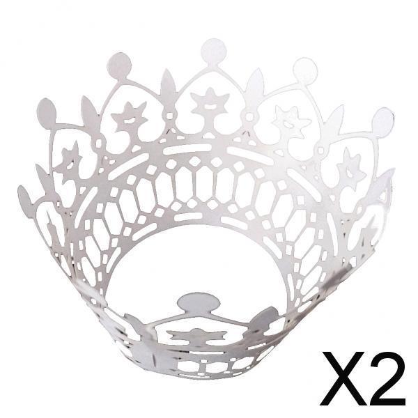2x50Pcs Laser Cut Crown Theme Cupcake Wrappers Wraps Cases Cake Holder White