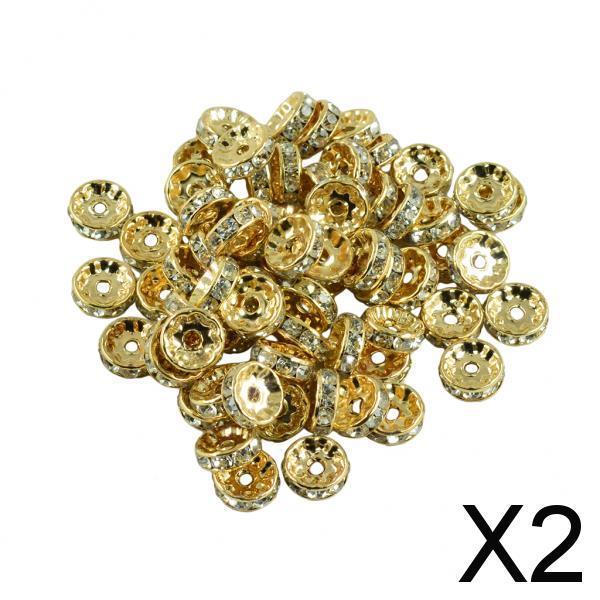 2x50 Pieces 10mm Light Gold Czech Crystal Spacer Rondelle Beads DIY Findings