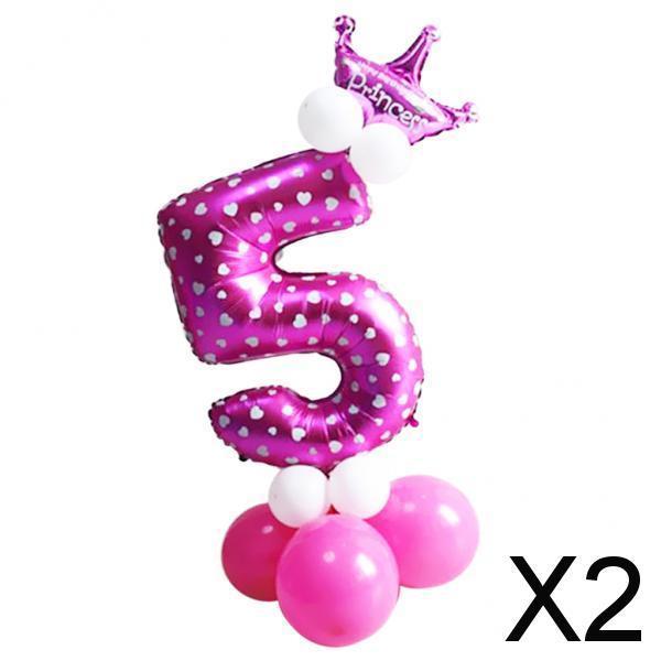 2xAll Numbers Crown Balloons Column Set Happy Birthday Arch Garland Number 5