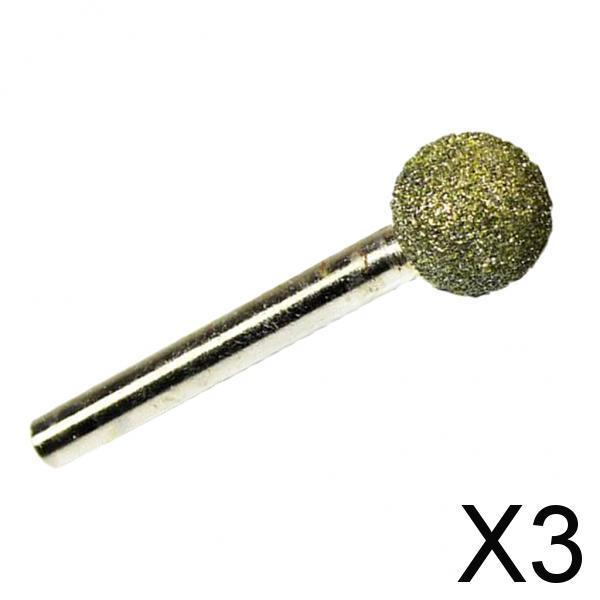 3xRound Head Grinding Bit Diamond Mounted Point 46 Grit 10mm