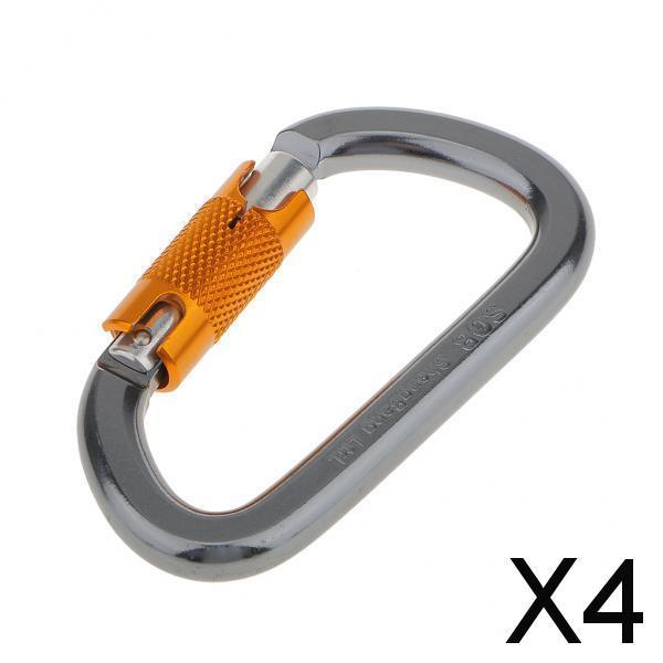 4x28KN Rock Climbing Rappelling Tree Carving Carabiner Screw Locking Key Chain