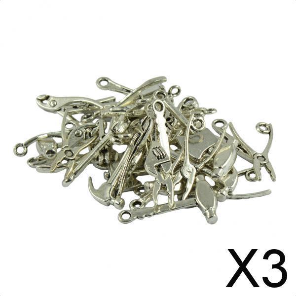 3x40 Pieces Tibetan Silver Mixed Tool AX Hammer Piler Wrench Pendants Findings