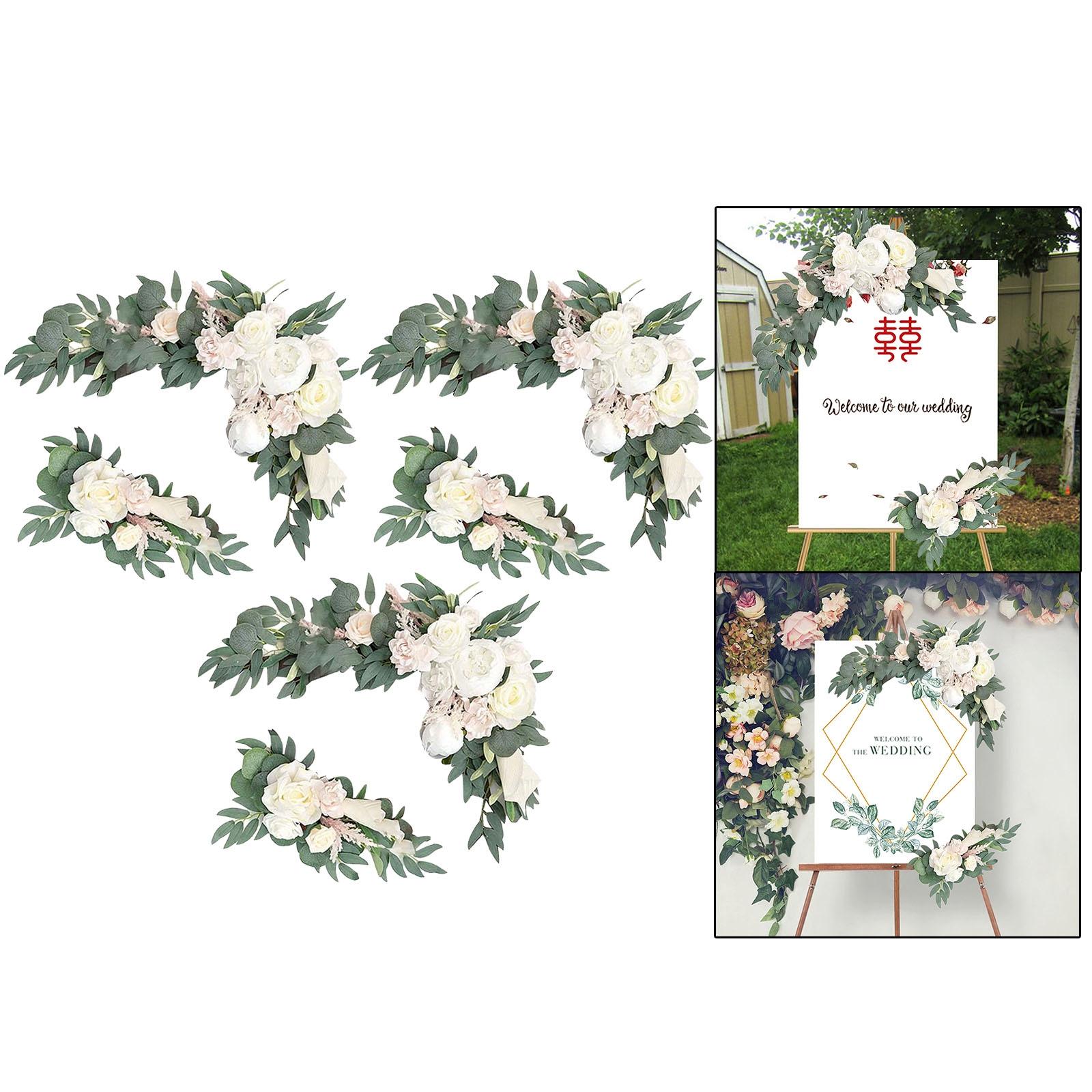 Flower Swag Green Leaves Hanging for Party  3 White