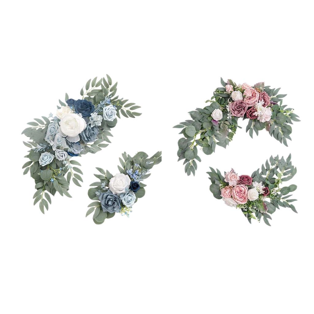 Artificial Flower Swag Green Leaves for Wedding  Pink Purple White Blue