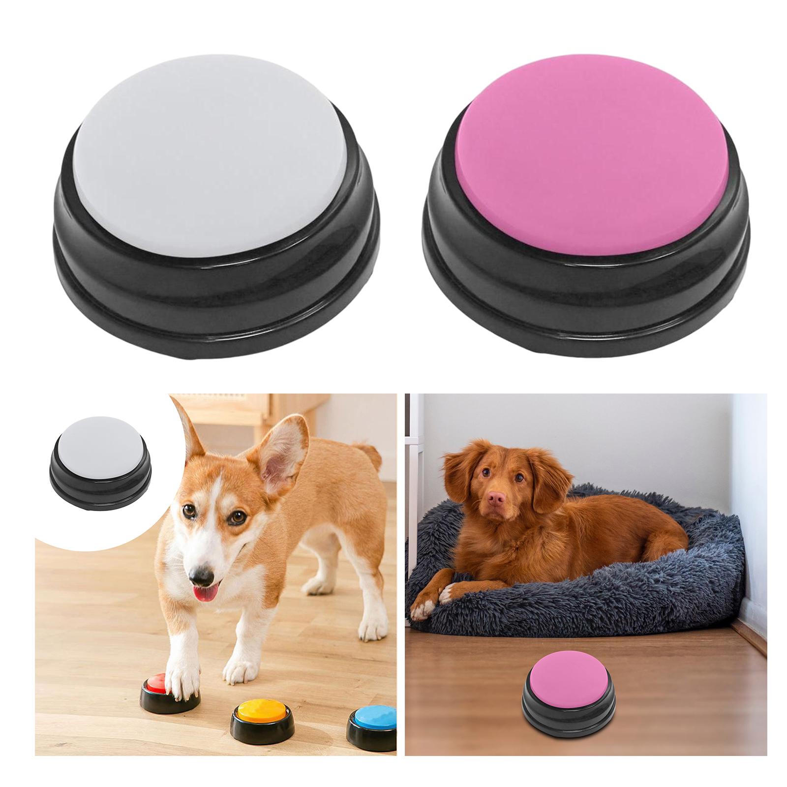 2Pcs Recordable Sound Button Dog Interactive Toy Pink White
