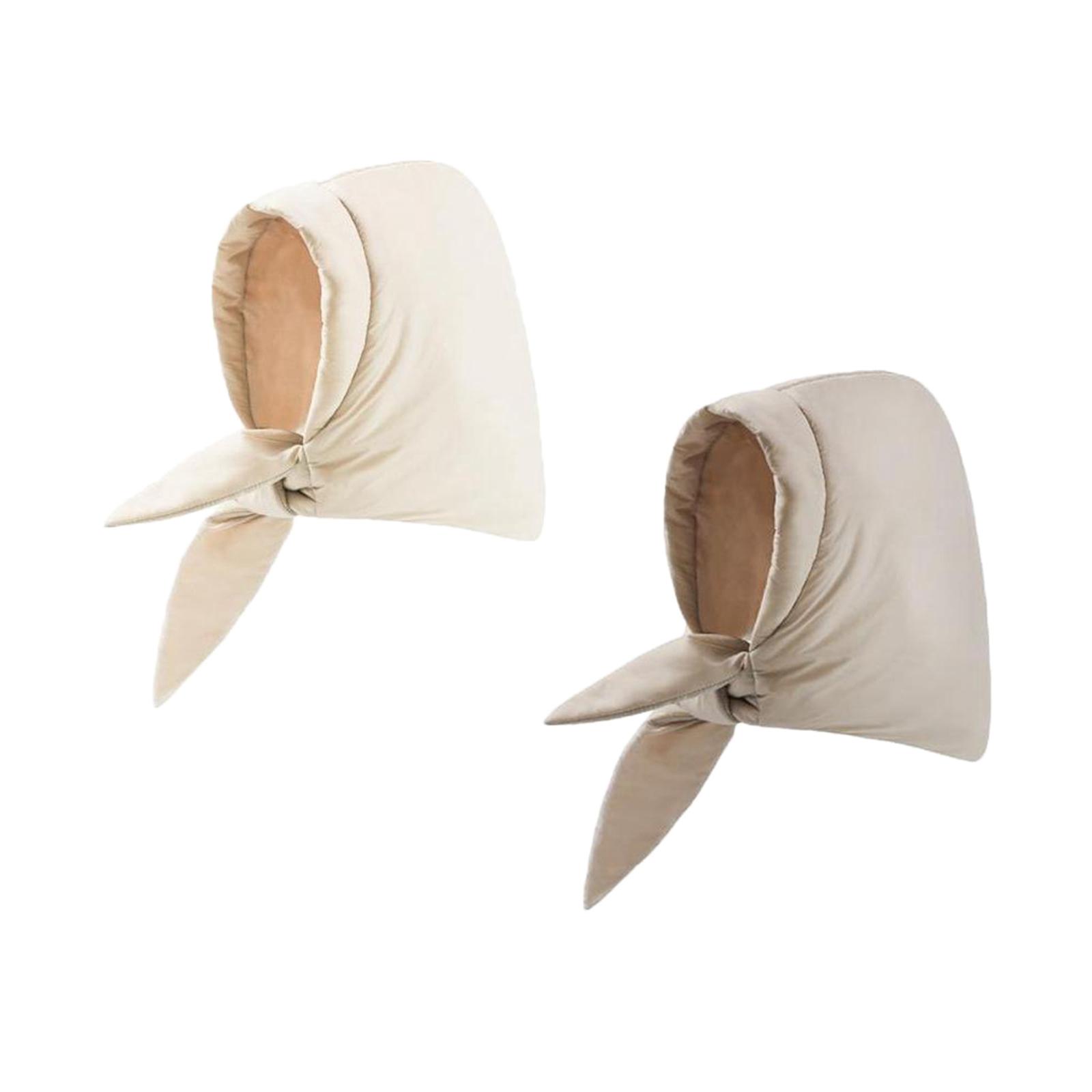 2pcs Women Headscarf Neck Warmer Windproof Neck Scarves Beige Khaki