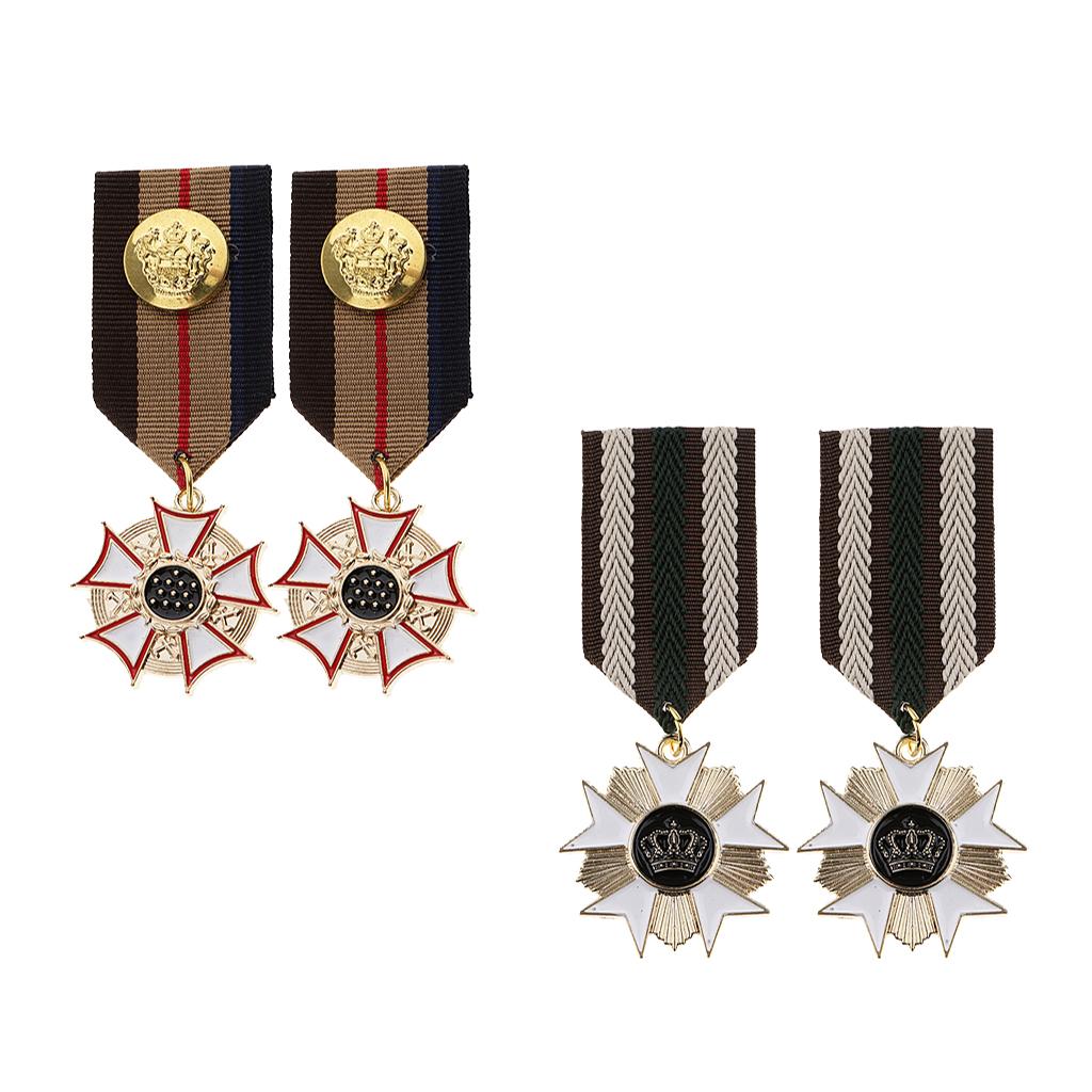 4x Retro Style Unisex Medal  Badges Star Brooch Pin Jewelry StyleA