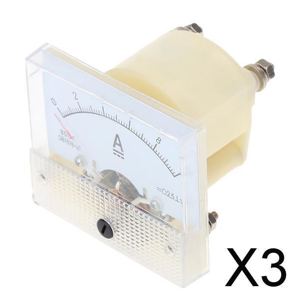 3x85C1 DC10A Analog Panel AMP Current Testing Meter Ammeter Gauge White