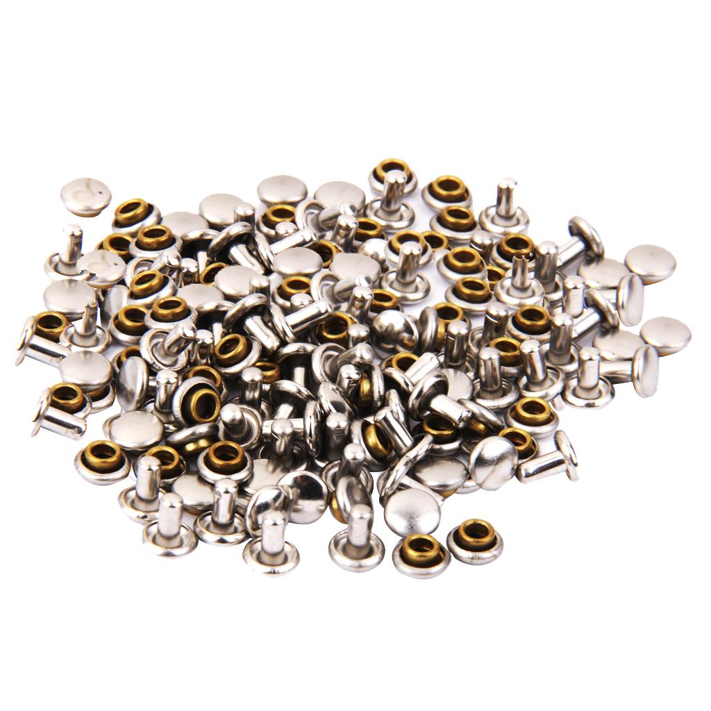 100pc Round DOUBLE CAP Copper Rivets Studs 6x7mm For Jeans Pants