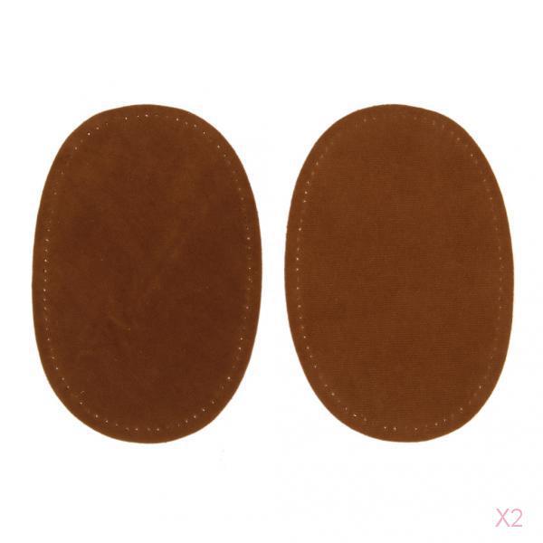 Pair of Oval Sew on Elbow Knee Patches Brown