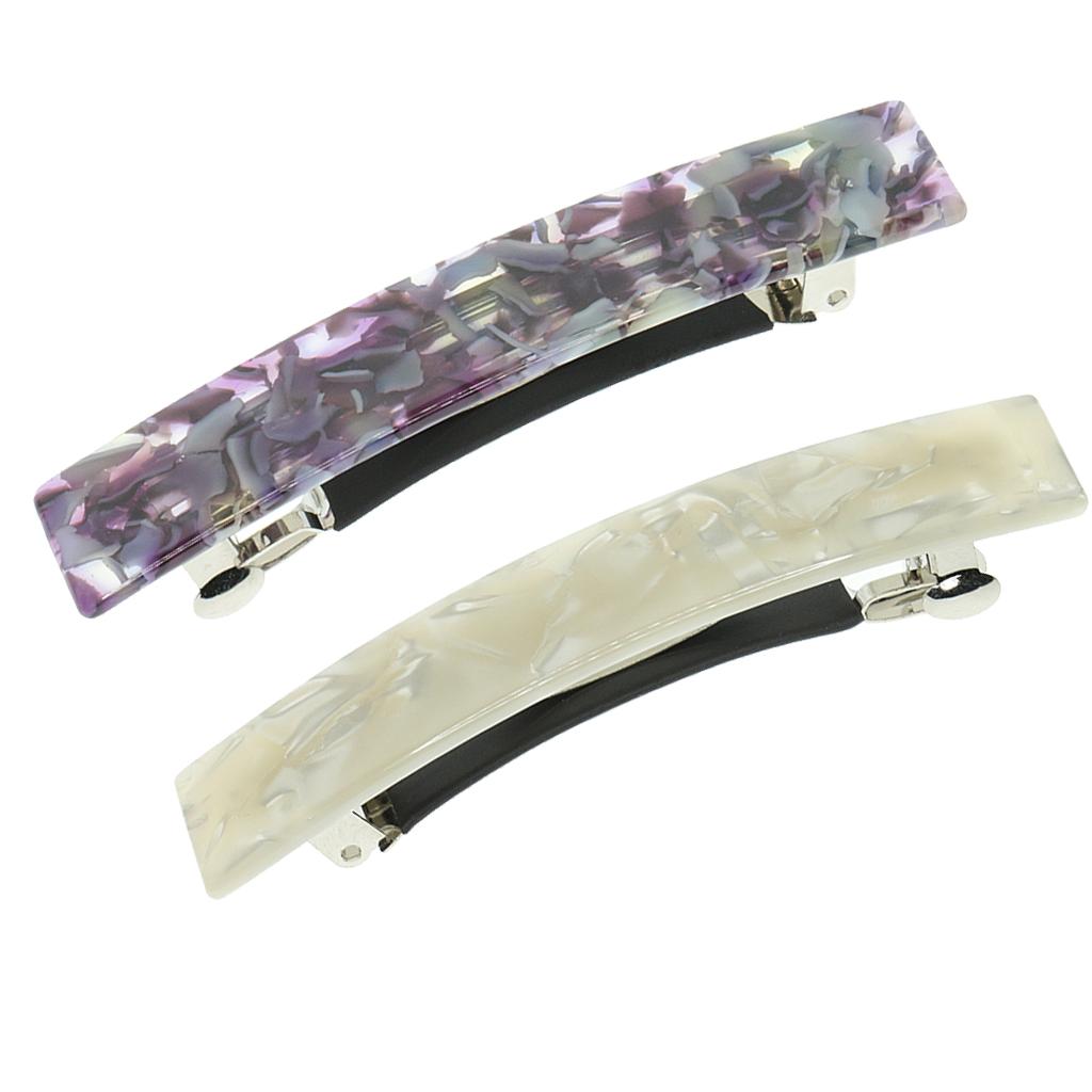 2pcs French Style Acetate Leopard Automatic Barrette Ponytail Holders